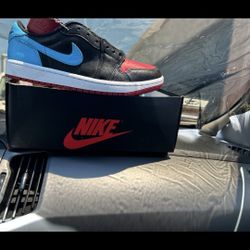 

Womens Air Jordan 1 Retro Low OG - Black/DK Powder Blue-Gym Red