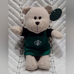 2016 Starbucks Bearista Boy Teddy Bear Green Apron 9.5” Stuffed Animal LE 121 Ed 