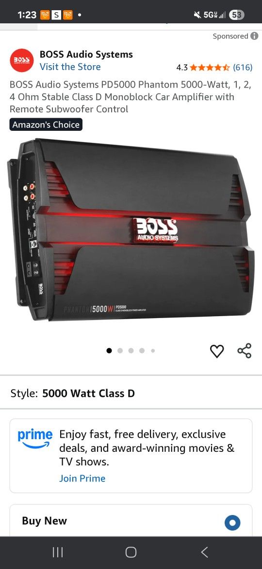 Boss Audio Phantom 5000 Watt Class D Monoblock