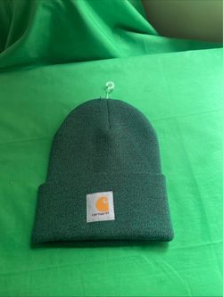 Carhartt Men's Knit Beanie Cap Hat Green Patch Logo A18 one size new no tag