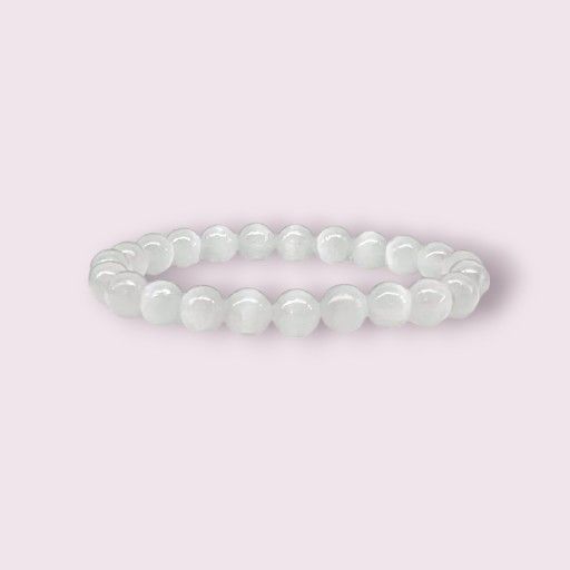 Handmade Natural Selenite 8mm Beaded Stretchable Durable Bracelet