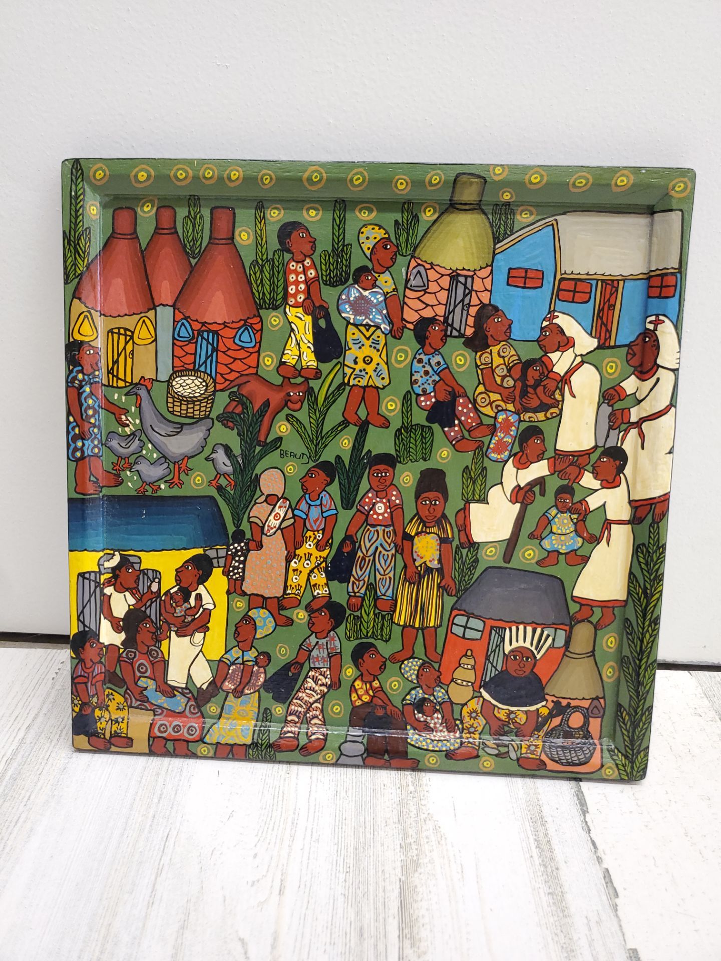 Zimbabwe AFRICAN FOLK ART ACRYLIC PAINTING *Way of Life* by Beauty Mugadza