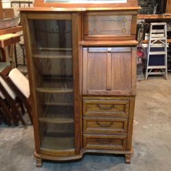 Lighted curio and desk unit