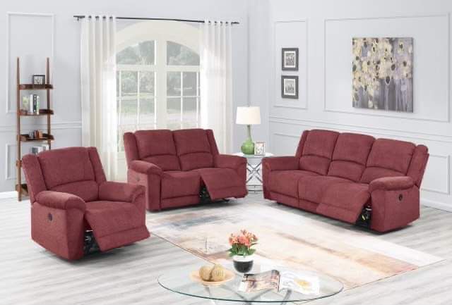 New Paprika Red Power Recliner Couch , Loveseat And Chair Only $50 Down Payment 
