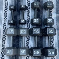 SET OF DUMBBELLS (PAIRS OF) : 12s  30s  40s. 55s 