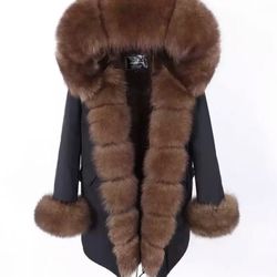 Natural Fox Fur Waterproof Jacket