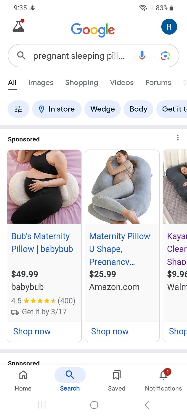 Maternity Pillow, New $15