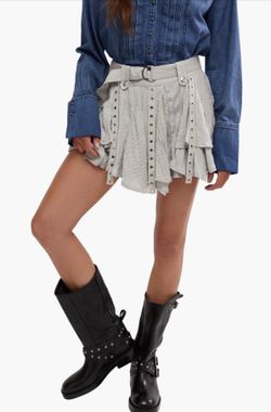 Free People Cream Layered Studded Mini Skirt