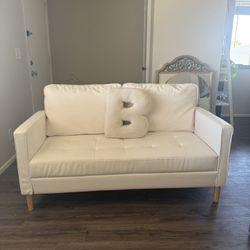 White Pleather Loveseat