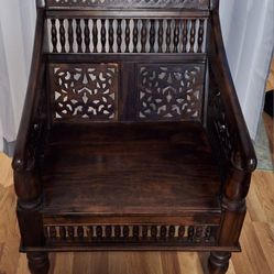 Mahajra, Carved Wooden Walnut Chair