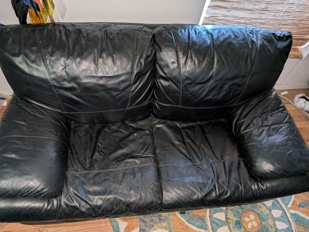 60 Inch 2 Seater Black Pleather Couch