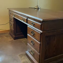 Desk, credenza, and chair
