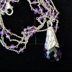 Sterling Silver Faceted Amethyst Pendant