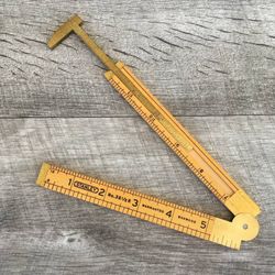 Vintage Stanley No. 36 1/2R Boxwood Folding Rule Brass Caliper