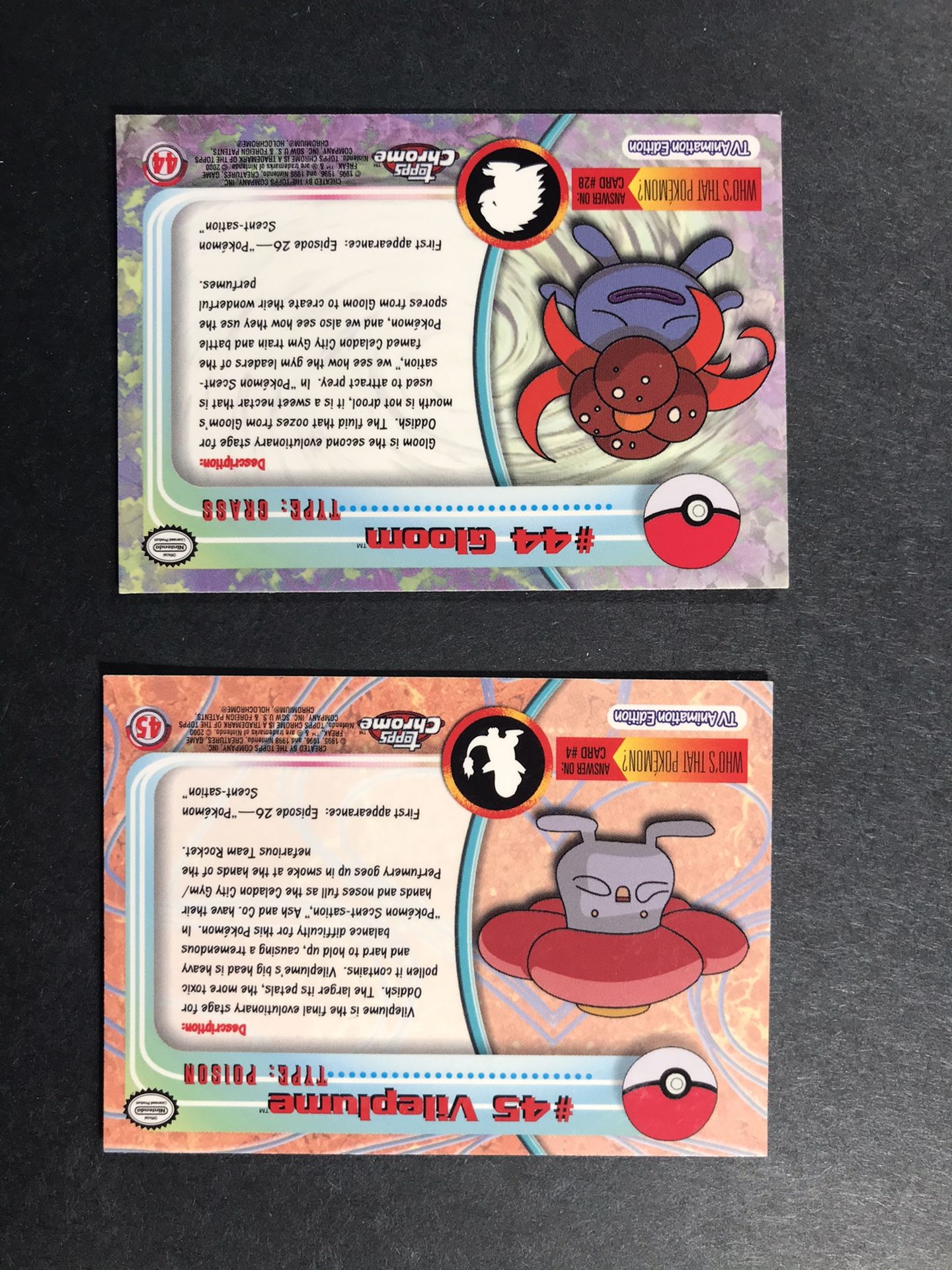Gloom Vileplume Holo Topps Chrome Pokmon Cards