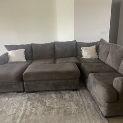 Large Gray  Sectional Couch 