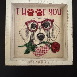 Framed Sequined Dog Art