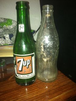 Old 7 up and coke bottles