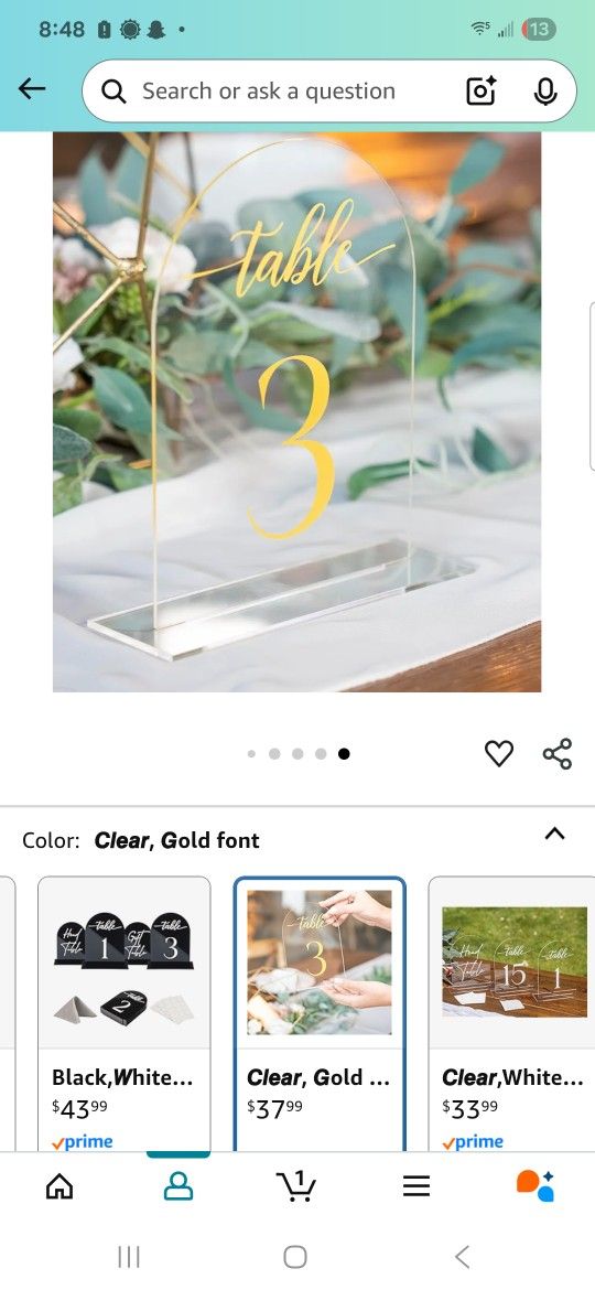 Table Numbers