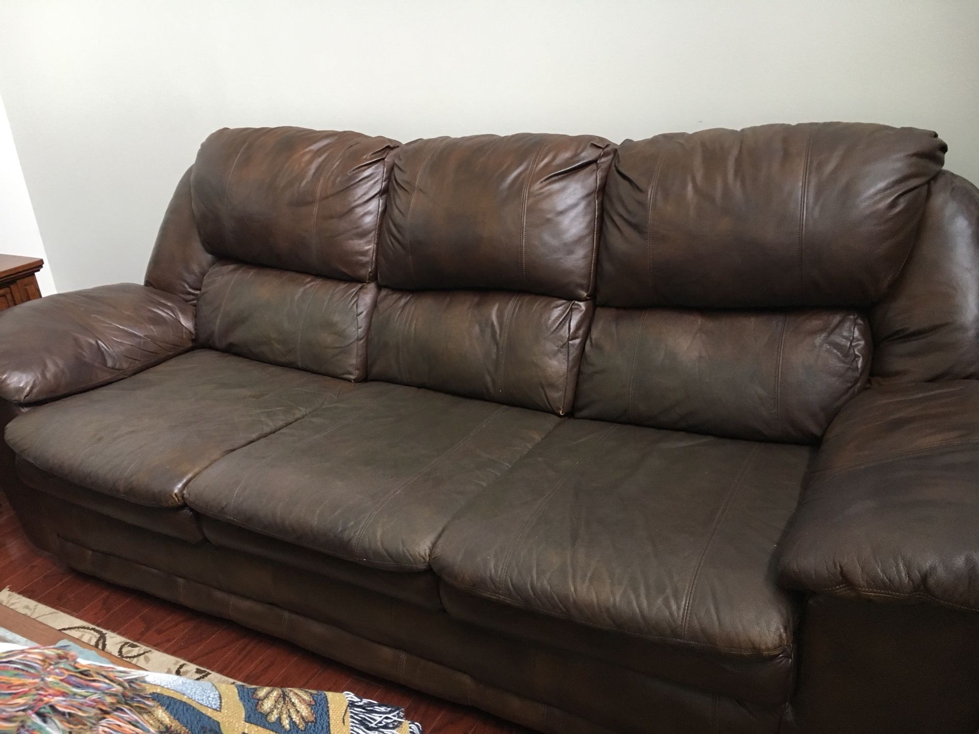 Berkline leather sofa, dual reclining loveseat and recliner