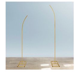 Gold Metal Curved Top Wedding Arch Frames, Balloon Flower Backdrop Stands - 6ft, 8ft