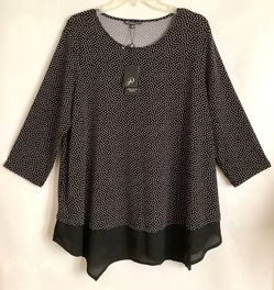 Adrianna Papell Women’s Black & White Flowy Peek Hem Tunic/Blouse 2X NWT ($79)