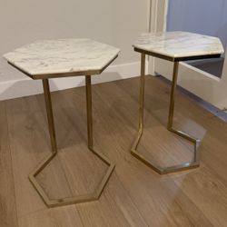 Geometric Luxe Marble Top End Tables