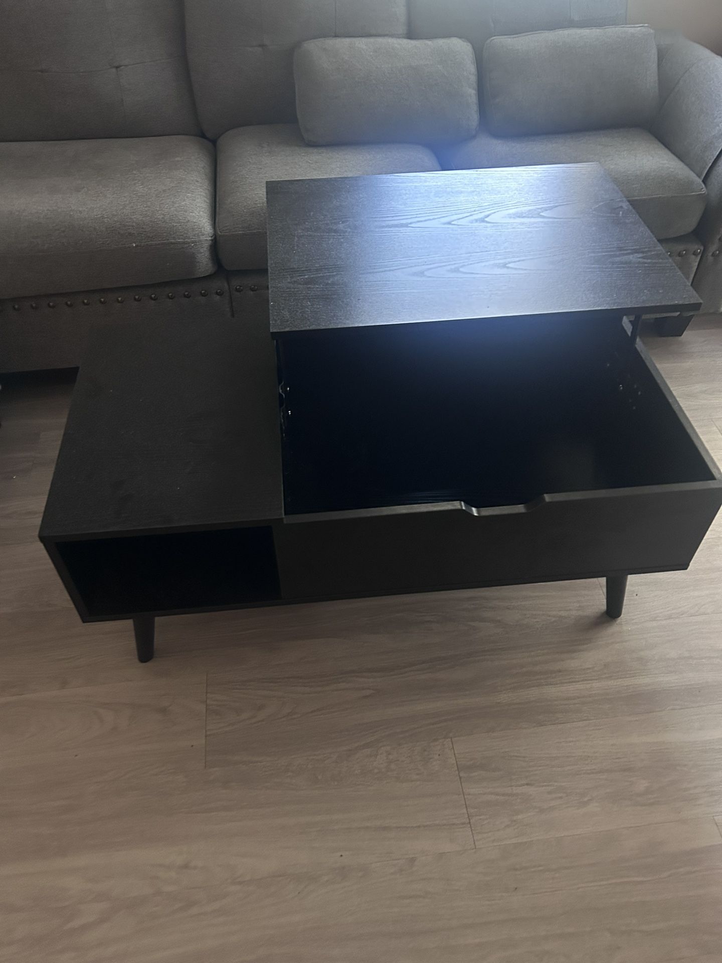 Modern Black Coffee Table with Storage