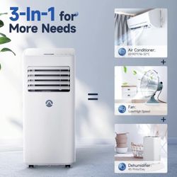 Portable Air Conditioners, 10000 BTU Portable AC for Room up to 450 Sq. Ft., 3-in-1 AC Unit, Dehumidifier & Fan with Digital Display, Remote Control, 