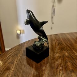 Orca Sculpture Signed Troubled Waters Mill Creek Studios Artist Joe Slockbower