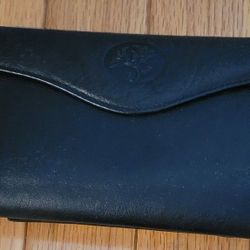 Leather Buxton Solid Black Heiress Organizer Clutch Checkbook Wallet 