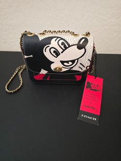 Coach Disney Mickey Mouse x Keith Haring Small Chain Shoulder Bag Black/Red