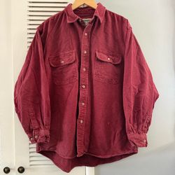 Vintage FIELD & STREAM Flannel Long Sleeve Burgundy Size XL