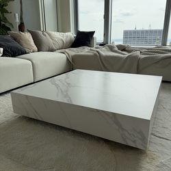 White Calacatta Ceramic Table 40in x 40in