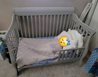 Toddler Bed with Mattress & Small Dresser
