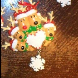 New Personalized Christmas Ornament family of 3 Reindeer