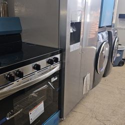 New Combo Refrigerator Stove Dishwasher Stainless Steel Warranty Available 