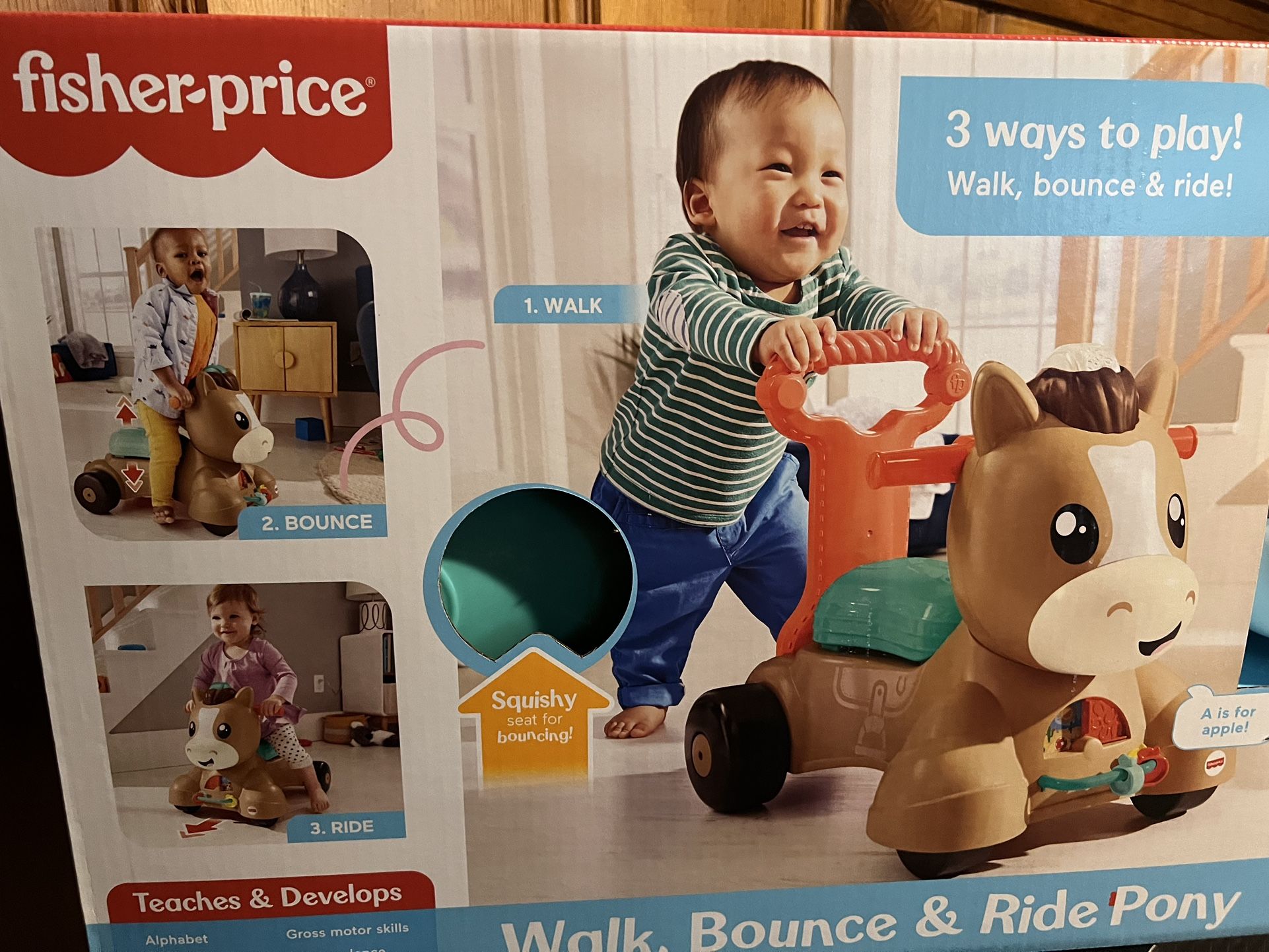 Fisher-Price Baby 3 Ways to Play for Toddlers: Walk, Bounce and Ride a Pony..NEW 