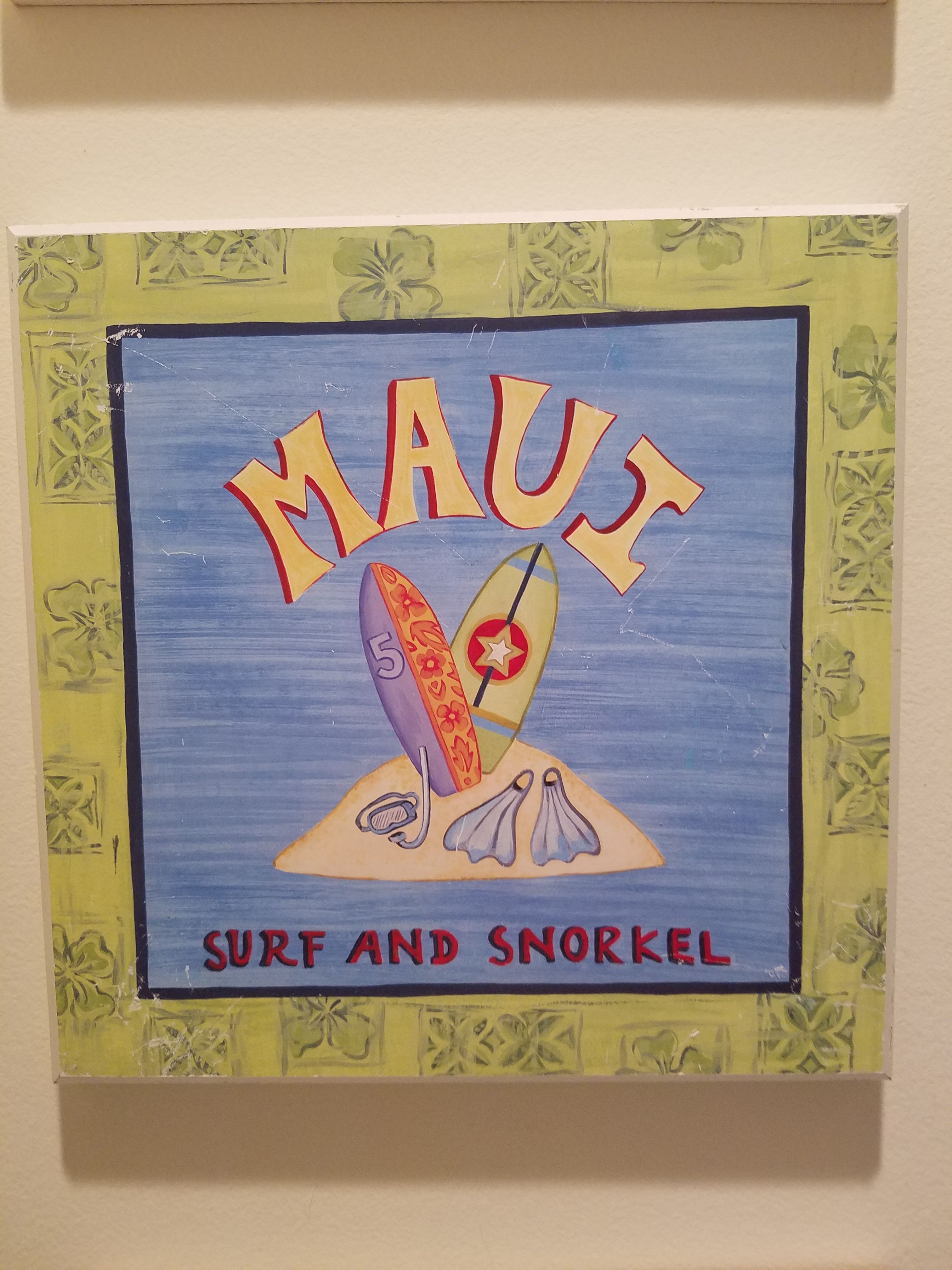 Maui Surf surfboard & snorkel wall decor
