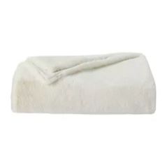 NEW White/black Knitted Rabbit Solid Color Plush Reversable Throw