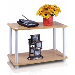 Furinno 11250 Turn-N-Tube 2-Tier No-Tools Shelf End Table Plant Stand White - 15.75" H x 23.6" W x 11.6" L