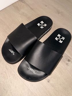 Off-White Black Arrow Logo Slides – Designer Sandals