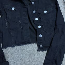 Cropped black Denim Jacket 