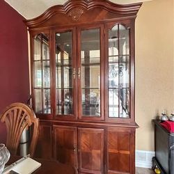 Wood China Cabinet With Working Lights 