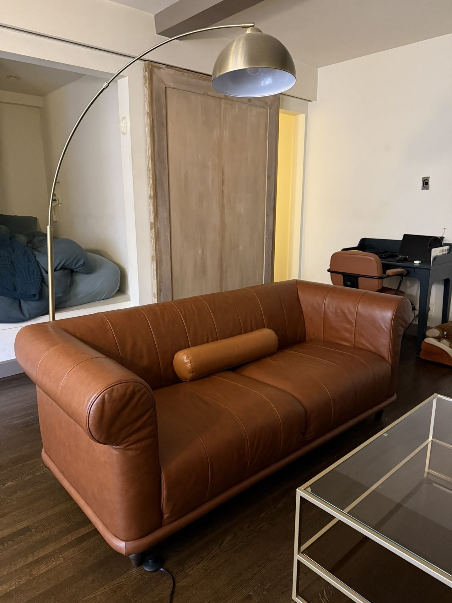 IKEA brown leather couch