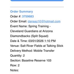 Spring Training Tickets For Tomorrow, March 1