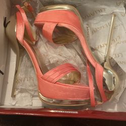 Coral Open Toe Heel Sandals 