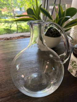 2 clear glass pitcher bottle and jar  large size