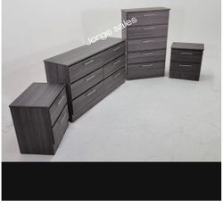 New Grey Dresser With 2 Night Stands And 5 Drawers Chest Can Be Delivery Or Pick Up 