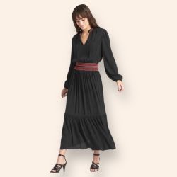 NWT GAP Boho Long Sleeve Embroidered Smocked Maxi Dress, Size M, MSRP $90